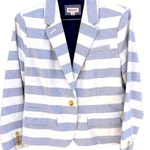 Merona striped women jacket blazer size 14 blue